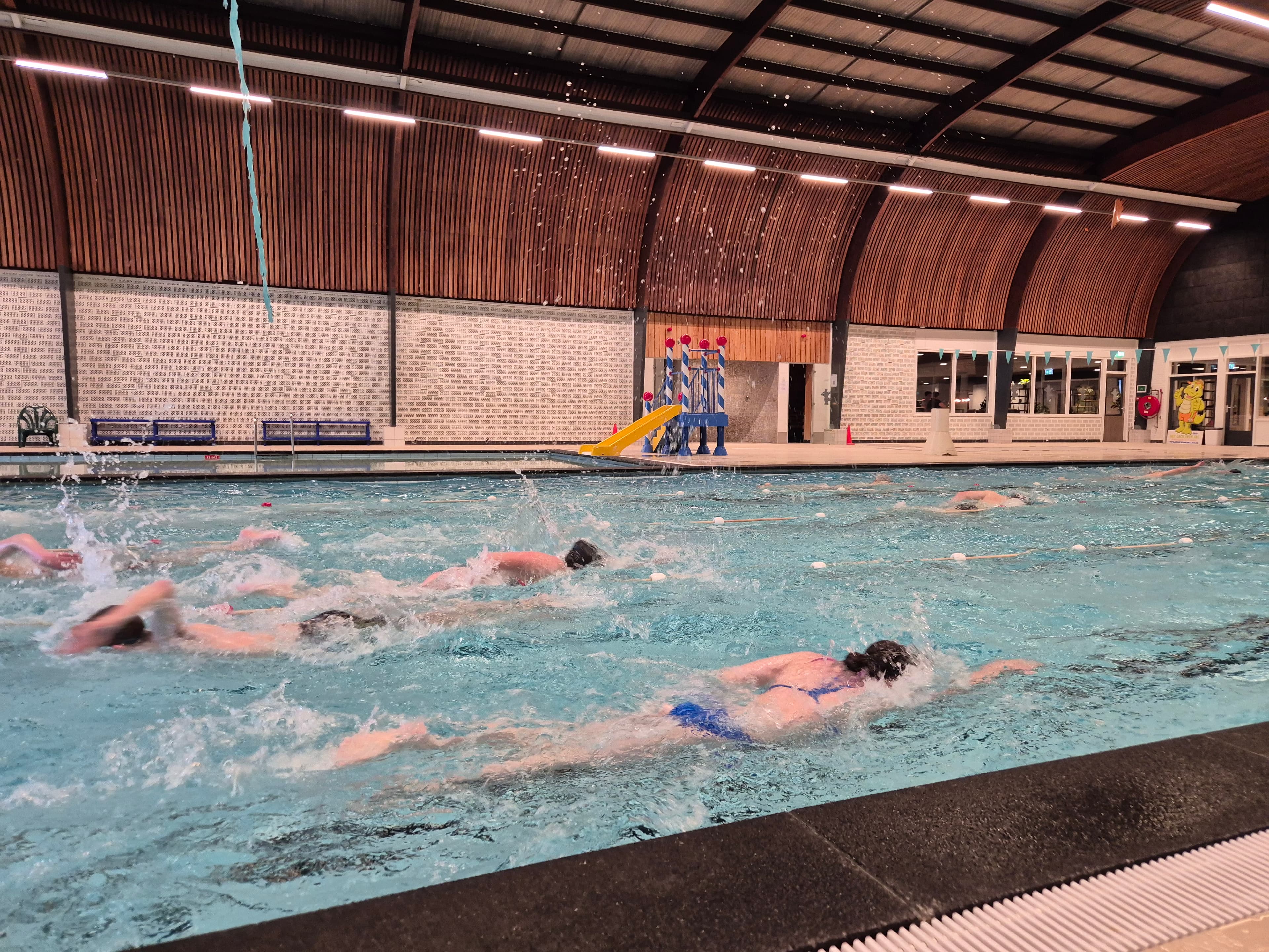 Borstcrawl training - vrouw zwemt borstcrawl in zwembad